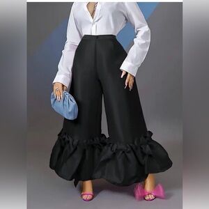 Elegant Black Ruffle Hem Pants szLG NWT